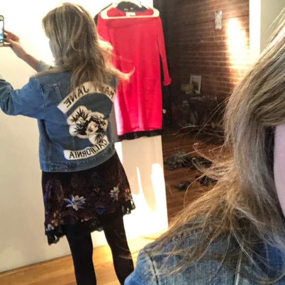 Vintage Redeux Mary Jane California Back Patch Embellished Jean Jacket Sz small - Picture 8 of 8